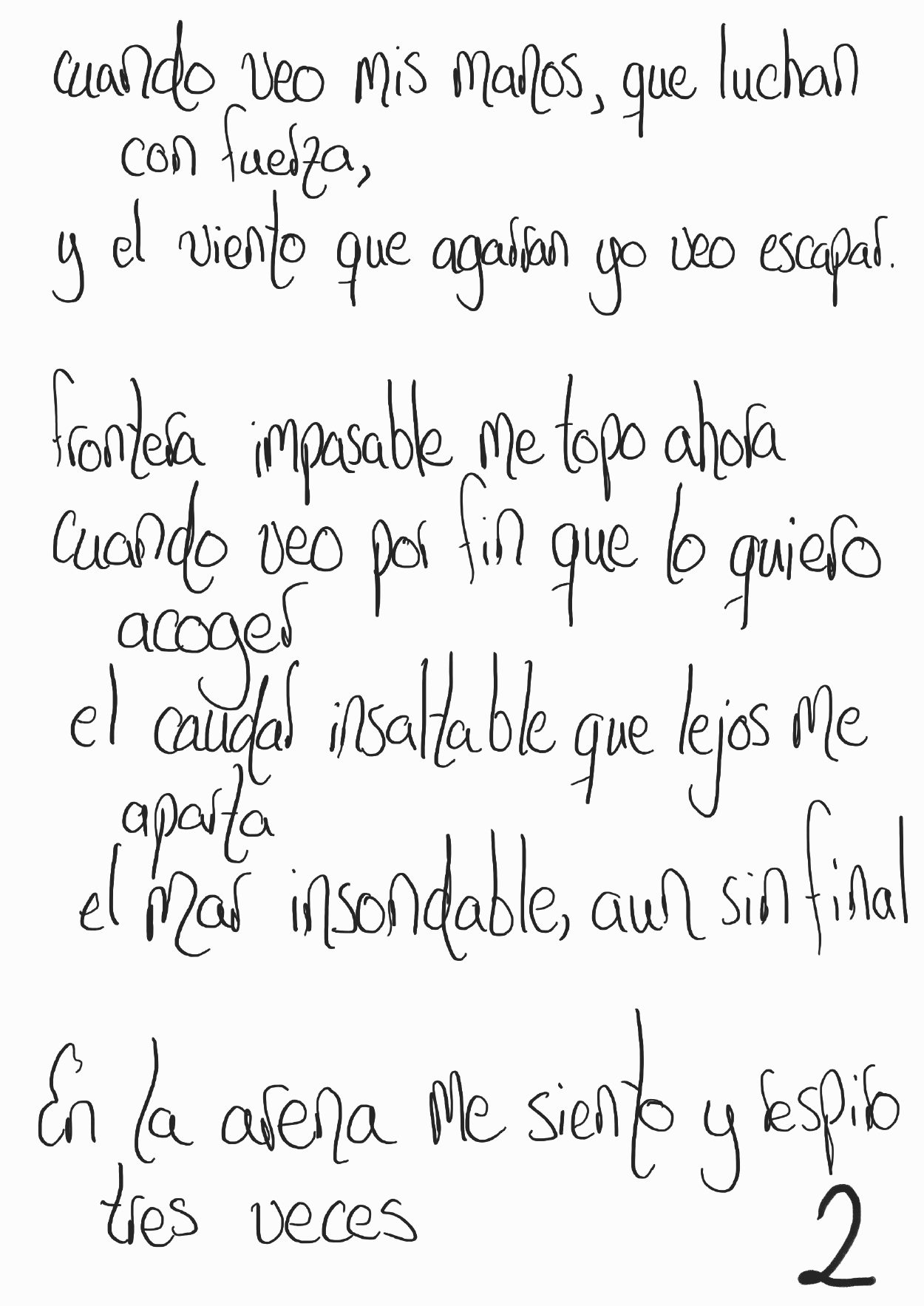 Hand-written manuscript of “La tierra de la espera”, page 2.