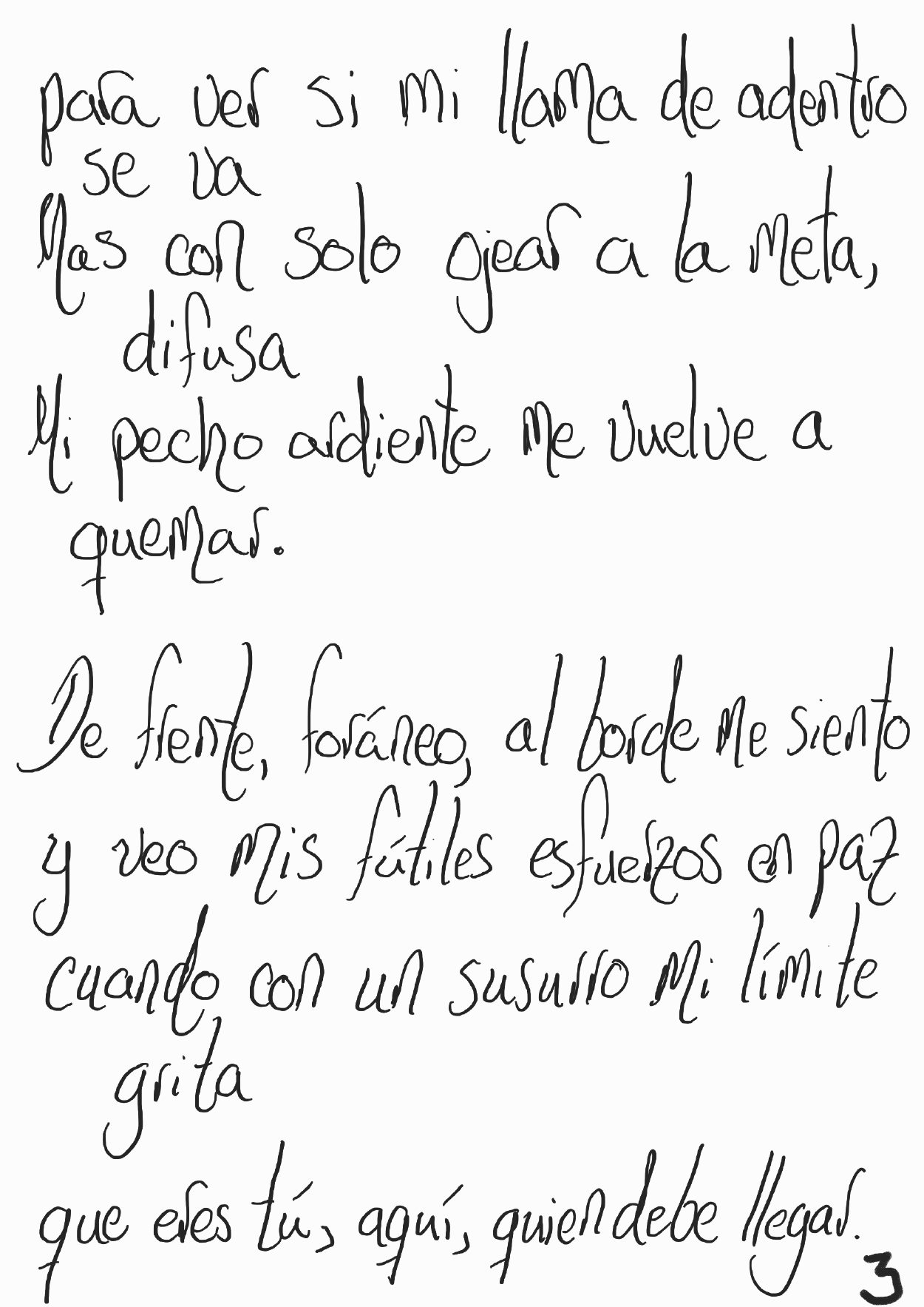 Hand-written manuscript of “La tierra de la espera”, page 3.